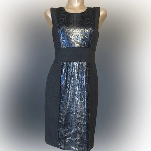 Calvin Klein women’s dress 6 small sequin snakeskin grey business sleeveless - Picture 1 of 7